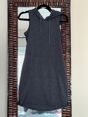 Kyodan Sleeveless Hoodie Athletic Midi Dress in Charcoal Pockets Size XS